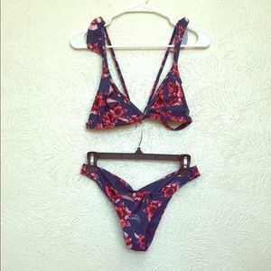 Navy floral flirty bikini